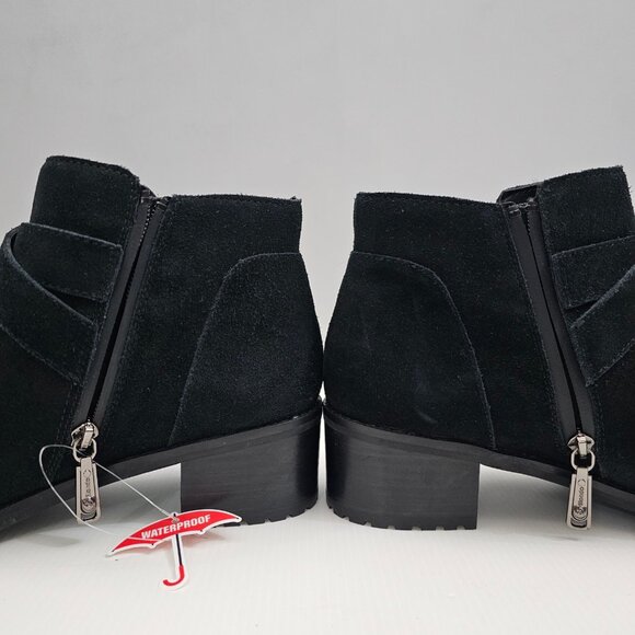NEW Blondo Ankle Bootie Womens 10 Black Suede Waterproof Low Heel Fall Winter - Picture 4 of 13